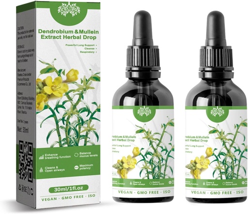 [BRSROZQZBB6BA2QV] Dendrobium & Mullein Väljavõte Taimsed tilgad Võimas Kopsutoetus, Dendrobium & Mullein Väljavõte Taimsed Tilgad, Taimne Hooldus Essence (2 tk)