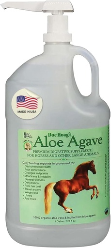 [BRSWGZIEDIMW2ADZ] Doc Hoagov Aloe Vera+Agave Premium Horse Supplement – Made in USA – Original Udder Balm – Naravna gastrična podpora za konje in velike živali – Stress Relief & Ulcer Care, 128 Fl Oz.