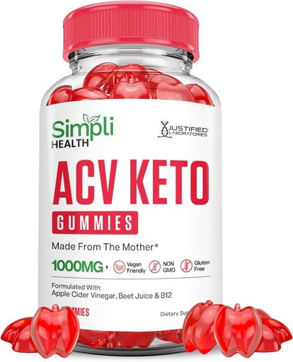 [BRSRMYICCINQMGQ7] Simpli Health Keto ACV Gummies Advanced Formula 1000MG Ketonature Keto Gummies Apple Cider Vinegar Formulated with Pomegranate Beet Juice Powder B12 Vegan Non GMO 60 Gummys