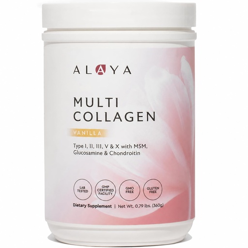 [BRSW2ZQQDMPAOHL5] Alaya Multi Collagen Powder - Type I, II, III, V, X Hydrolyzed Collagen Peptides Protein Powder Supplement with MSM + GC (Vanilla)