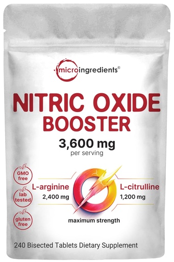 [BRSRAGL7OVYWAF3G] Nitric Oxide Supplements for Men & Women 3,600mg, 240 Bisected Tablets | 80 Servings | Max Strength Nitric Oxide Booster with L-Arginine & L-Citrulline
