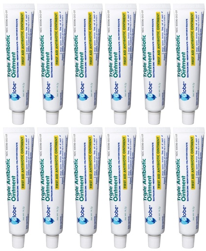 [BRSWKYIZB4NGCETA] Globe (12 Pack) Triple Antibiotic First Aid Ointment 1 oz, First Aid Antibiotic Ointment, 24-Hour Infection Protection, Wound Care Treatment for Minor Scrapes, Burns and Cuts