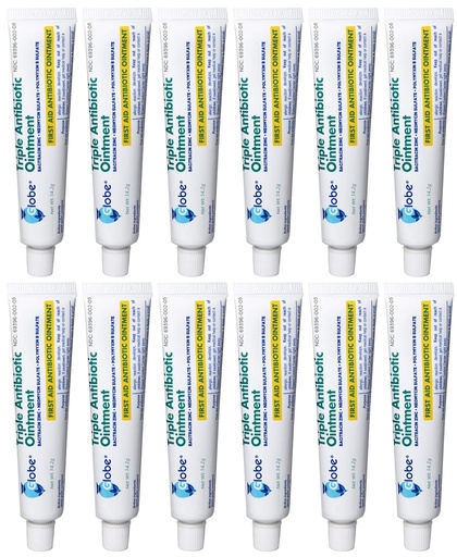 [BRSWKYIZB4NGCETA] Globe (12 Pack) Triple Antibiotic First Aid Ointment 1 oz, First Aid Antibiotic Ointment, 24-Hour Infection Protection, Wound Care Treatment for Minor Scrapes, Burns and Cuts