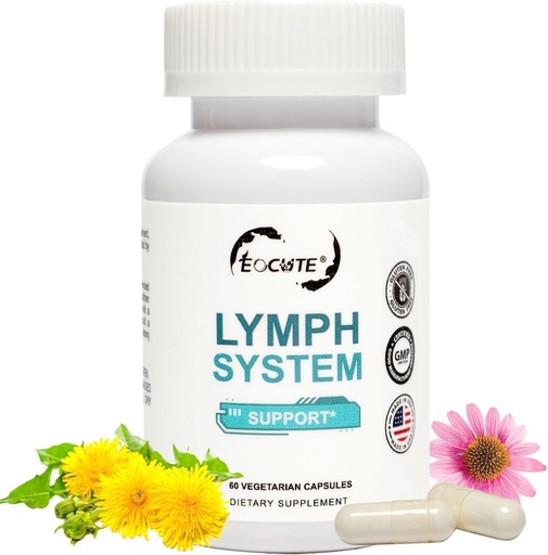 [BRSRAGL6PMDRSA3K] Lymph System Support Supplement - Suplemento de drenagem linfática com Echinacea purourea Extract,Dandelion Extract 60 Count