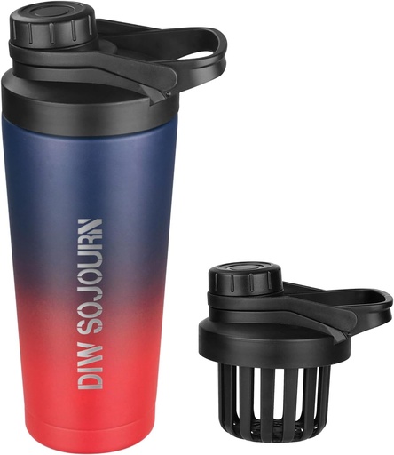 [BRSRAZYEOFYGOA36] DIW 24 oz Shaker Bottle,Stainless Steel Shaker Bottle with Noise-Free Design,Insulated Metal Shaker Cup for Protein Mixes and Pre Workout,Gym Bottle Shaker(Dark Rainbow)