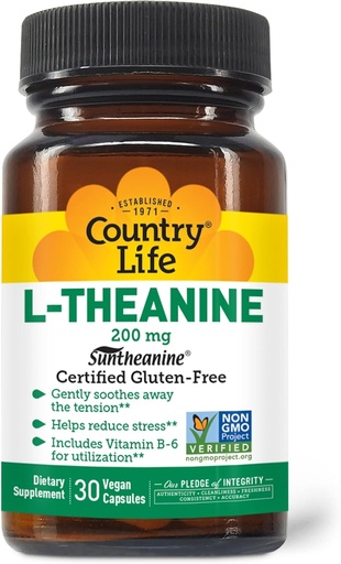 [BRSWIYTYCUPWI2QZ] Country Life L-Theanine - 200 mg - 30 Vegetarian Capsules