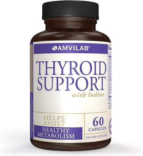 [BRSWG2Q6BF5BU235] Thyroid Support with Iodine, Vitamin B12 and 12 Other Essential Ingredients–Healthy Thyroid, Happy Life. Revitalize Metabolism, Energy & Cognitive Health. 60 Capsules