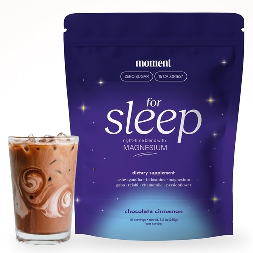 [BRSROZQKCBYWM2QU] Moment Sleep Powder (Shark Tank) | Hot Chocolate | Melatonin Alternative | 0 Sugar | Low Calorie | Mushroom Drink | Adaptogens, Reishi, GABA, Magnesium, Chamomile | Keto | Dairy Free | 15 Servings