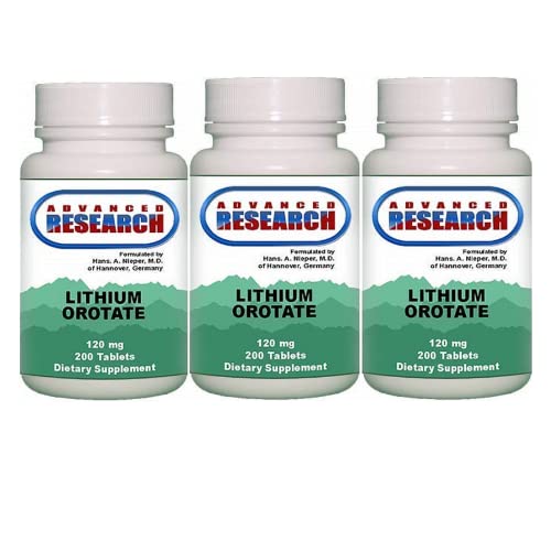 [BRSWECQNO57BGF34] Dr. Hans Nieper Lithium Orotate Tablets, 120 mg, 3Pack (200 Count Each)