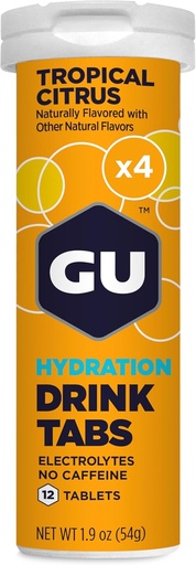 [BRSROYLROF5QGFLO] GU Energy Hydration Electrolyte Drink Tablets, 4-Count(48 Servings), Tropical Citrus