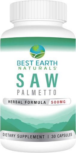 [BRSROGIPAUMQYYL7] Best Earth Naturals Saw Palmetto 500 mg to Support Hair, Prostate, Urinary Tract 30 Count