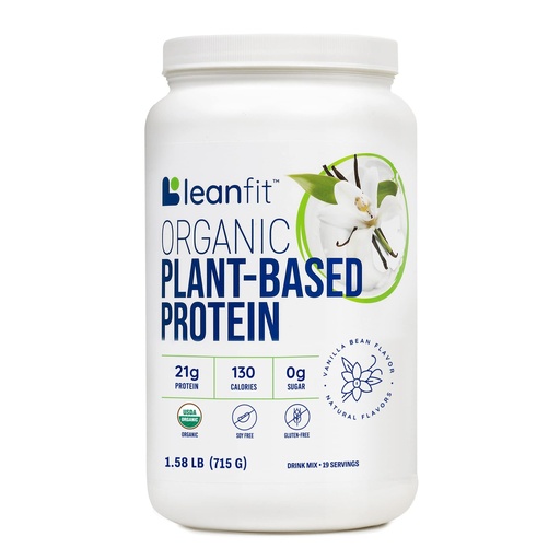 [BRSW2EICO4OR6H3D] LeanFit Organic Plant-Based Protein Powder, Natural Vanilla Flavor - Vegan, USDA Organic Certified, Soy-Free, Gluten-Free, Dairy-Free, Sugar-Free, Non-GMO - 21g Protein, 19 Servings, 1.58 Pound Tub