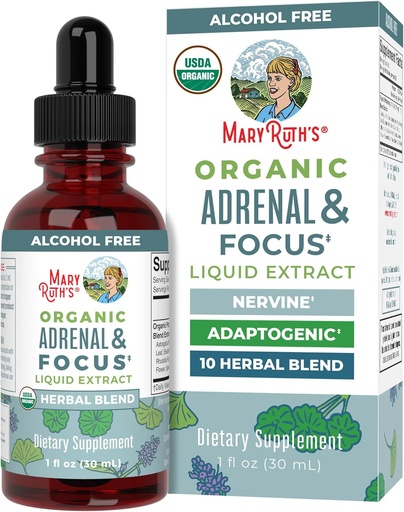 [BRSWYZQYOEDRUDY2] MaryRuth Organics - USDA Organic Brain Nootropic Supplement for Adults with Ginkgo Biloba &amp; Astragalus TEN Focus &amp; Adrenal Support Silencio Brain &amp; Memory Drops ← Vegan ← Non-GMO TEN Gluten Free TEN 30 Servings