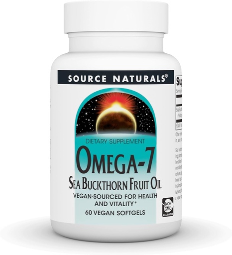 [BRSWIGAOBV7QK2DC] Source Naturals Omega-7 Sea Buckthorn Fruit Oil, Non-GMO, Vegan-Sourced for Health and Vitality* - 60 Vegan Softgels