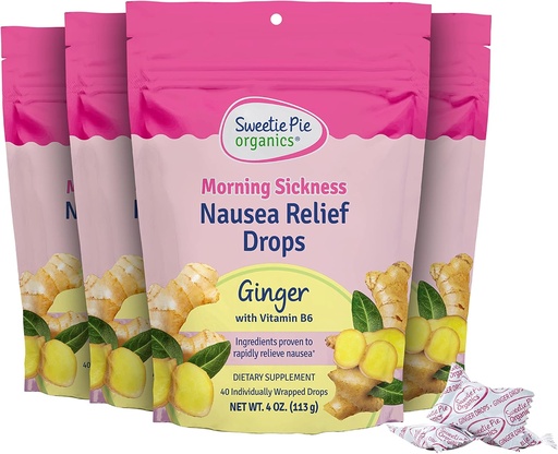 [BRSRMGAYBV7AY33H] Sweetie Pie Organics® Morning Sickness Nausea Relief Drops, Ginger, 4 oz, 4 Pack