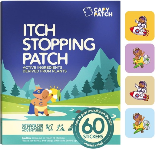 [BRSRA2QCOJ6BQDT6] CAPY Bug Bite svrbenie Relief Patches for Kids - 60 Gróf, Cestovanie a Camping Essentials, Hydrokortizón Alternatíva, Ich Relief Stickers for Mosquito & Bug Bites
