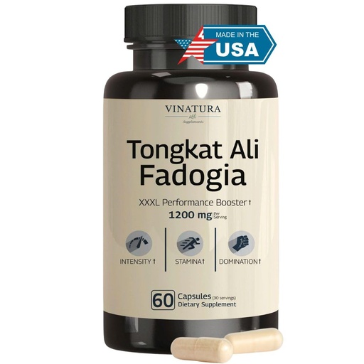 [BRSW2GD2AVYQEYI2] Tongkat Ali Fadogia Agrestis - 1200mg, Enhanced with Nitric Oxide Booster Supplement, Longjack Tongkat Ali for Men, *USA Made and Tested*, 60 Capsules
