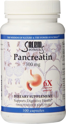 [BRSWIEI5BABBY3Q5] Salem Botanical Dietary Supplement Capsules, Pancreatin, 100 Count