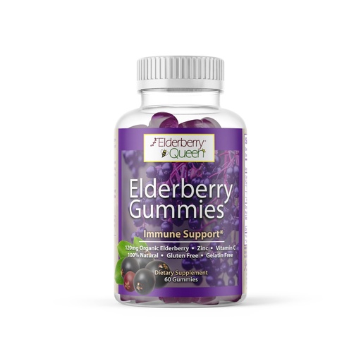 [BRSW2HYLA4PBE2YV] Elderberry Queen Organic Elderberry Gummies 60 ct - Immune Support Gummies with Vitamin C & Zinc - Elderberry Vitamin Gummies for Adults and Kids