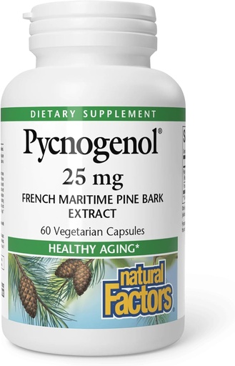 [BRSWIYT3PMMWE3I5] Natural Factors Pycnogenol 25 mg, Antioxidant Support for Healthy Aging, 60 Capsules