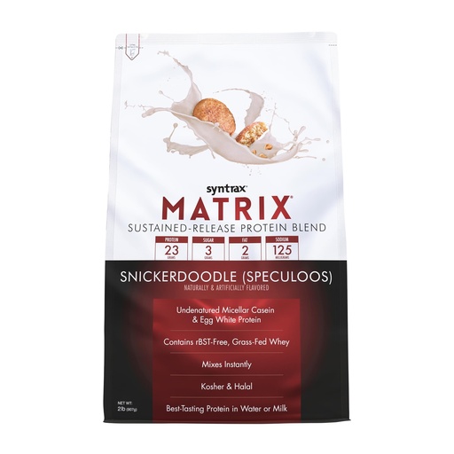 [BRSW2HT2AAFRYAI6] Syntrax Nutrition Matrix - Sustained-Release Protein Blend, Snickerdoodle 2 lbs. Real Cookie Pieces | Whey Protein, Micellar Casein, Egg Albumin