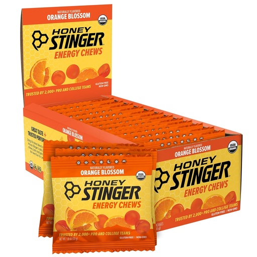 [BRSWIZQIBEOREYLM] Honey Stinger Organic Orange Blossom Energy Chew, Gluten Free & Caffeine Free, for Exercise, Running and Performance, Sports Nutrition for Home & Gym, Pre and Mid Workout, 12 Pack, 21.6 Ounce