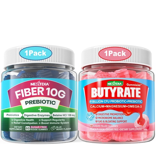 [BRSRAEAQDN4AACAV] Nextdia Butyrate Gummies with Probiotic + Prebiotic + Postbiotic + Fiber Gummies for Adults