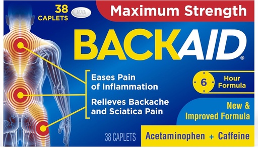 [BRSWI2QPDEFGAFDC] Backaid Maximální síla Aspirin- Free Pain Relief from Baccache, Sciatica and Leg Pain, Výkonná kombinace, Dlouhé trvání 6 hodin Formule, 38 Počet