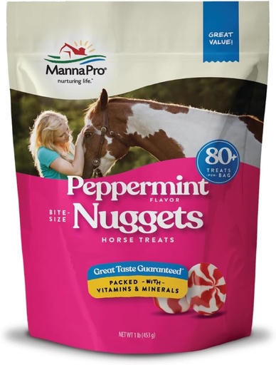[BRSWIYQBBMNGGHIV] Manna Pro Bite-Size Nuggets for Horses – Horse Training Treats – Peppermint Flavored Treats for Horses – 1 LB