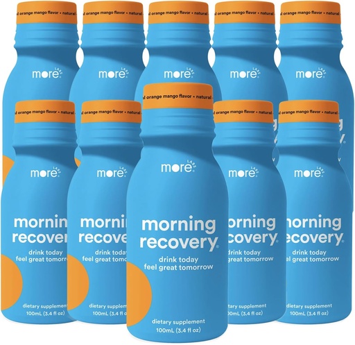 [BRSRAYYKDMNWO2YV] More Labs Morning Recovery Orange Mango Flavor Electrolyte & Milk Thistle Drink 10 Pack | Hydrate While Drinking | Highly Soluble Liquid DHM