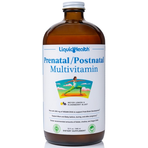 [BRSROFD5OQCRMEL5] LIQUIDHEALTH Prenatal/Postnatal Multiple Liquid Women's Multivitamin with Real Folate - Pre & Postnatal Vitamins for Before, During, After Pregnancy - Made in USA, Vegan, Sugar-Free, Non-GMO (32 oz)