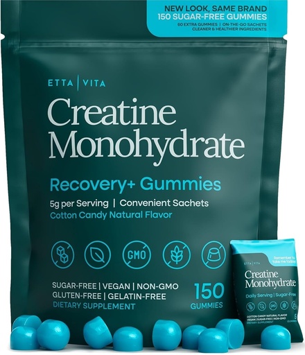 [BRSRO2Q5DMCRS2DZ] Sugar-Free Creatine Monohydrate Gummies (5g Per Packet) - Potent Creatine Gummies for Men & Women, Supplement for Muscle Support, Cognitive Function - Non-GMO, Gluten-Free, Mucuna Pruriens