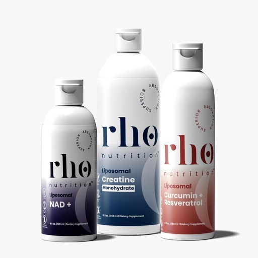 [BRSRABALBACG2G3H] Rho Nutrition - Elite Performance Bundle – High Absorption Liposomal Supplements for Energy, Recovery, and Strength - NAD+, Curcumin + Resveratrol, & Creatine (3 Pack)