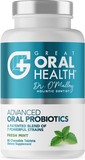 [BRSWIGINCIPGKALY] Oral Probiotics for Mouth Bad Breath Treatment for Adults; Dentist Formulated Dental Probiotics for Teeth and Gums Health & Chronic Halitosis with BLIS K12 M18, 60 Chewable Oral Health Tablets Mint