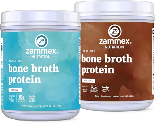 [BRSRMCQRAUIR6EQY] Zammex Bone Broth Protein pulver, sjokolade + vanilla flavor