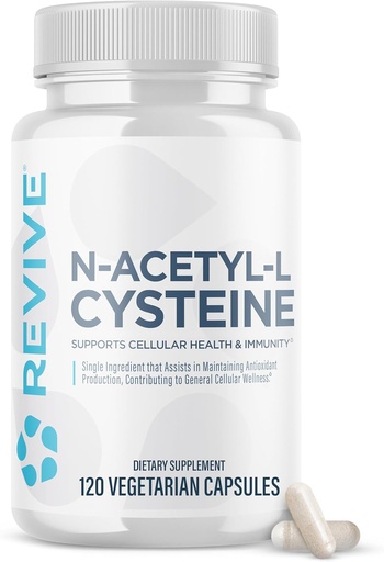 [BRSRMBDQA4DWACLB] Revive MD NAC Supplement for Men & Women - N-Acetyl Cysteine Supports Respiratory, Cardiovascular & Cellular Health - Antioxidant & Immune Support (120 Capsules, 60 Servings)