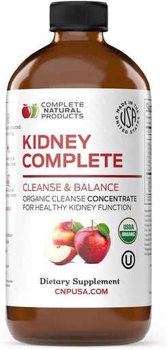 [BRSRMGQPPMMAMDQ4] Complete Natural Kidney Complete - Liquid Dietary Supplement for Kidney Support, Cleanse, and Detox with Apple Cider Vinegar, Lemon, Organic Chanca Piedra, Beet, Citric Acid, Vitamin C, & More - 12oz