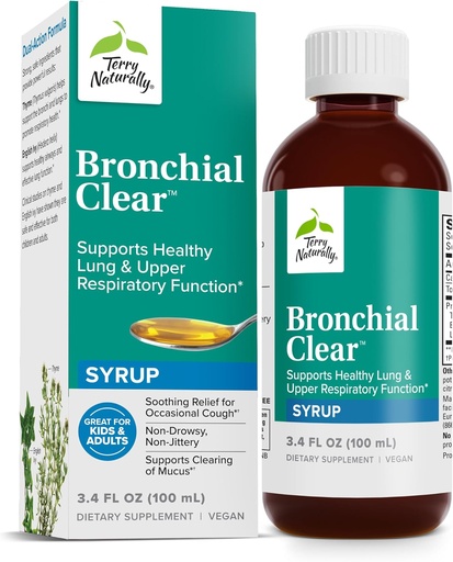 [BRSWIGIHBQPGM2D6] Terry naturalnie Bronchial Clear Liquid - Wsparcie oddechowe dla Bronchial & Lung Health - Wsparcie dla Bronchial dla zdrowia oddechowego - Zdrowy Lung Supplement dla dorosłych i dzieci - 3.4 fl oz