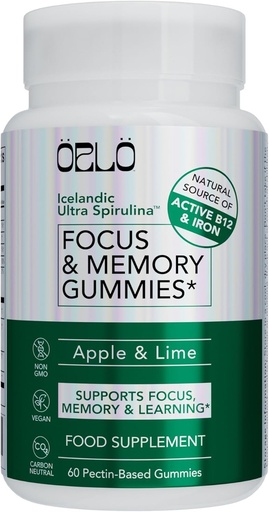 [BRSRAZYBCINAG3Y6] Orlo Focus & Memory Gummies - Suplemento nootrópico para adultos con Mane de León, L-Theanina, Phosphatidylserine, Spirulina, Vitamin B6 e B12 Methylcobalamin (60 Gummies)