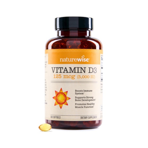 [BRSWIFILPN6B4CYZ] NatureWise Vitamin D3 5000iu (125 mcg) 1 Year Supply for Immune Support, Healthy Muscle Function, and Bone Health - Non-GMO, Gluten Free in Organic Extra Virgin Olive Oil, (Mini Softgel), 360 Count