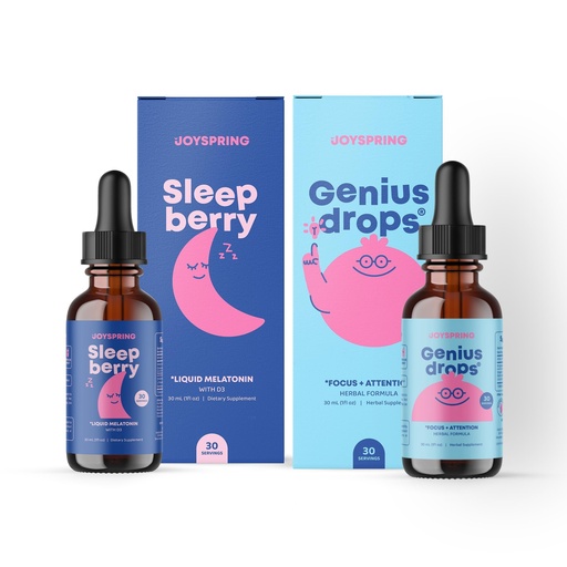 [BRSRMZYLO4NGMGTB] JoySpring Genius Drops Brain Supplement and SleepBerry Melatonin for Kids Sleep Support