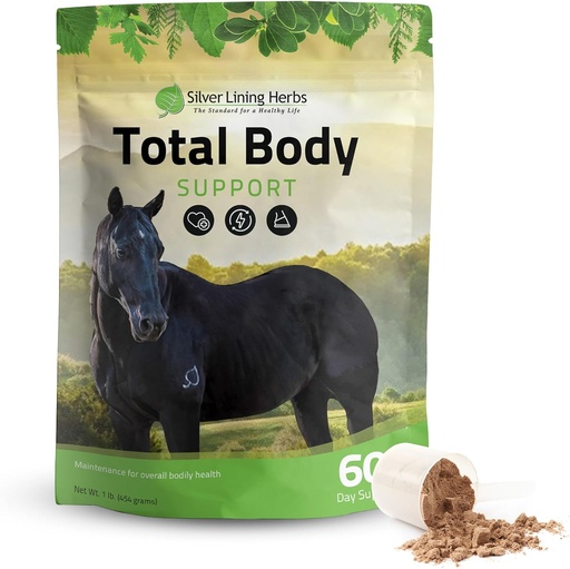 [BRSWIZ32BMBBOEI3] Silver Lining Herbs Total Body Horse Supplements Powder for Mental & Overall Health - Promoting Better Skin & Healthy Coat for Horses - Natural Herbal Equinity Horse Supplement - 1 lb Bag