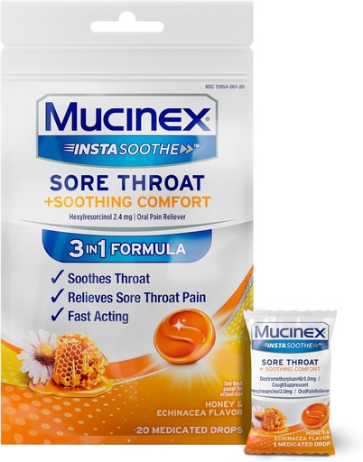 [BRSW2AD3BAHBSYLP] InstaSoothe Drops Manuka Honey and Echinacea Sore Throat Day 20 Count