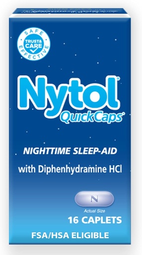 [BRSWIEYZAUOR2ALM] Nytol Quick Caps nakts miega palīglīdzekļi, palīdz jums Fall Asleep ātri, 16 Caplets