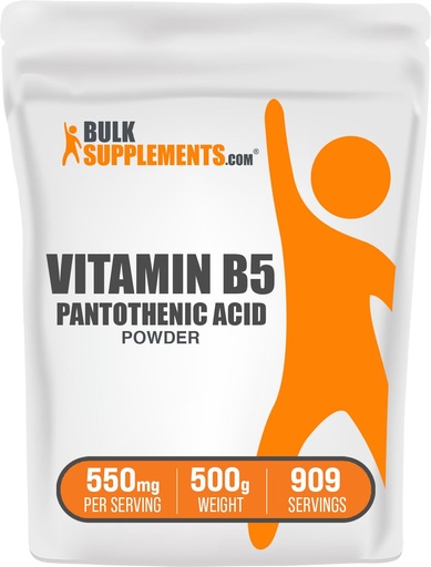 [BRSWIF36AIIB2CDK] BulkSupplements.com Vitamin B5 Powder - as Calcium Pantothenate, B5 Vitamins - Gluten Free, 500mg of Vitamin B5 Pantothenic Acid per Serving, 500g (1.1 lbs) (Pack of 1)