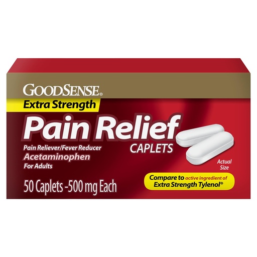 [BRSWIFT3CMEAKHDY] GoodSense Extra Strength Pain Relief, Acetaminophen Caplets, 500 mg, 50 Count