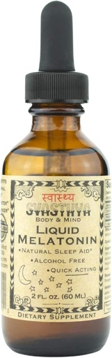 [BRSWIH3RCMDRQ3A3] Svasthya Body & Mind Natural Melatonin Liquid Supplement | 100% Organic Sleep Aid for Restful Sleep Support | Alcohol - Free Melatonin Supplement | Stay Asleep Longer