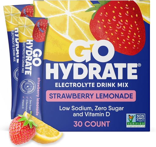 [BRSRAHD3CNYG2CTV] GoHyddrat Lectroytes Sugar Free - Indydtion Daily Beck - Zero Water Flar paquets Solts amb Viminades D - (Strawberer Llimonad, 30 paquets)
