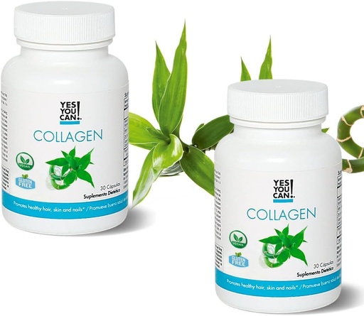 [BRSRMAQECENBSAIY] Yes You Can! Collagen Capsules for Women and Men, Dietary Supplement to Promote Healthy Hair, Skin and Nails, 290 mg Bovine Collagen, Vitamin A, Vitamin D3, Zinc and Copper, 30 Capsules - 2 Pack