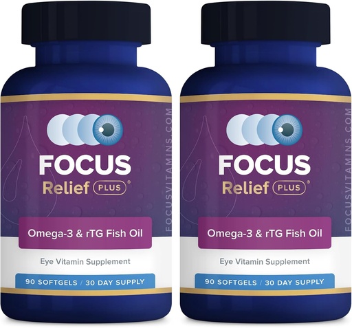 [BRSROEIRO4JR4GYU] Focus Relief Plus Dry Eye Formula (180 ct. 60 Day Supply) Omega 3 Supplement - Dry Eye Relief Supplement - Omega 3 Fish Oil